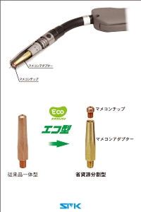 アーク溶接用コンタクトチップ/マメコンアダプター クロム銅 ジルコクロム銅 ベリリウム銅 黄銅コンアダプターの画像