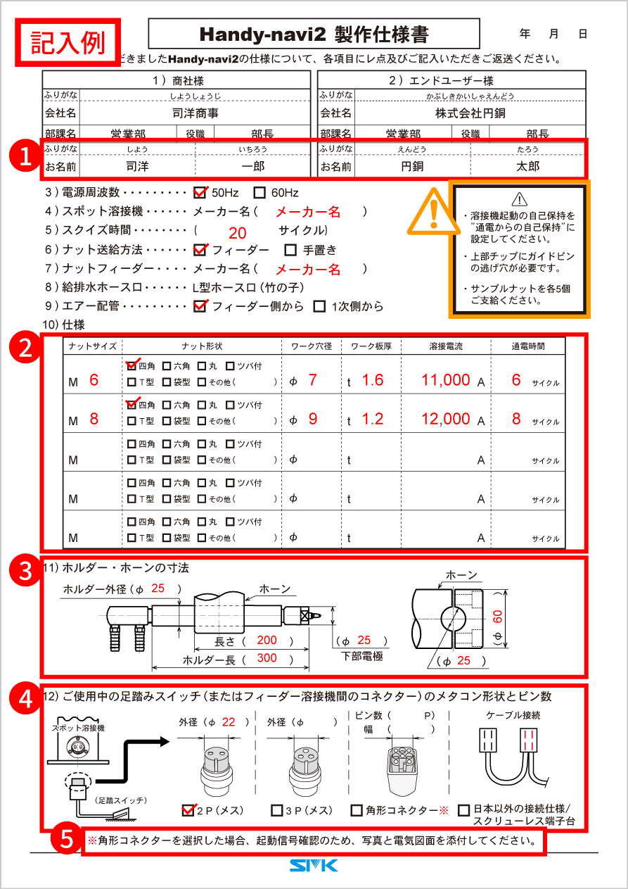 ハンディナビ製作仕様書記入例